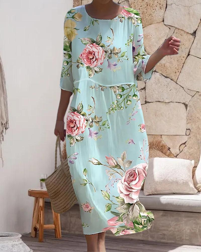 Miranda - Elegantní květinové šaty se zakrytým bříškem