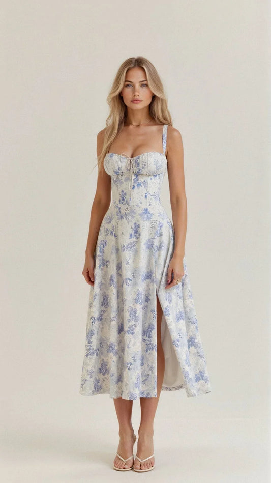 Delysia - Květinové Bustier Šaty Tvarující Elegance