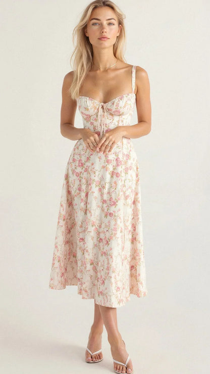 Delysia - Květinové Bustier Šaty Tvarující Elegance