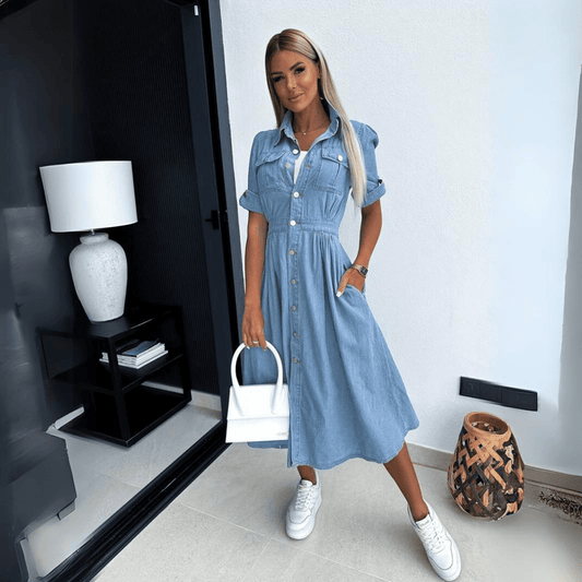 Harlee - Stylové denimové šaty v midi délce pro ženy