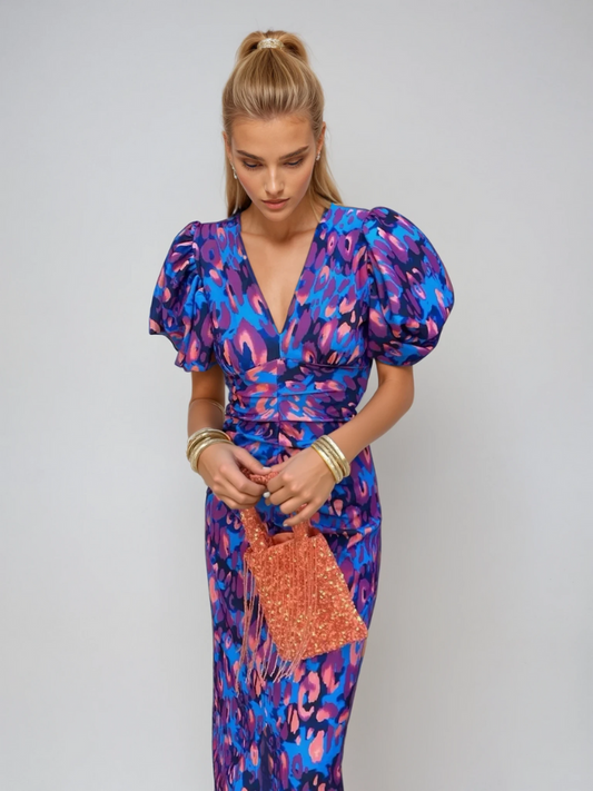 Glecy - Elegantní Dámské Šaty Nafoukané Rukávy Kouzlo