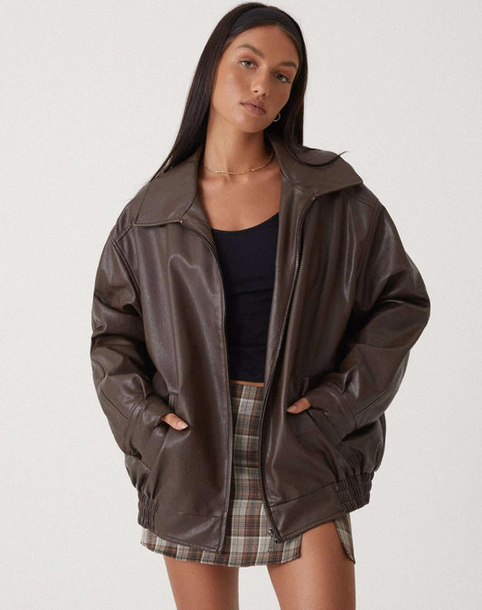 Sophia – Oversize kožená bunda v ležérním stylu